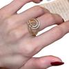 Simple and exquisite gold double ring love micro-inlaid sparkling diamond ring women's thousand gold wind light luxury high-end index finger ring