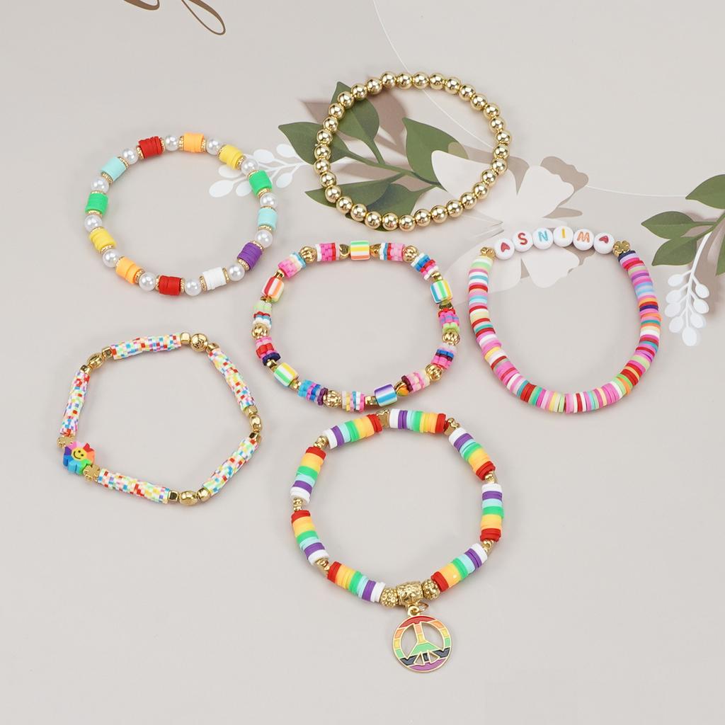 LGBT Pride Bracelet for Bisexual Lesbian Gay Allies Love Wins Rainbow Beaded Clay Elastic Stackable Stretch Bracelets