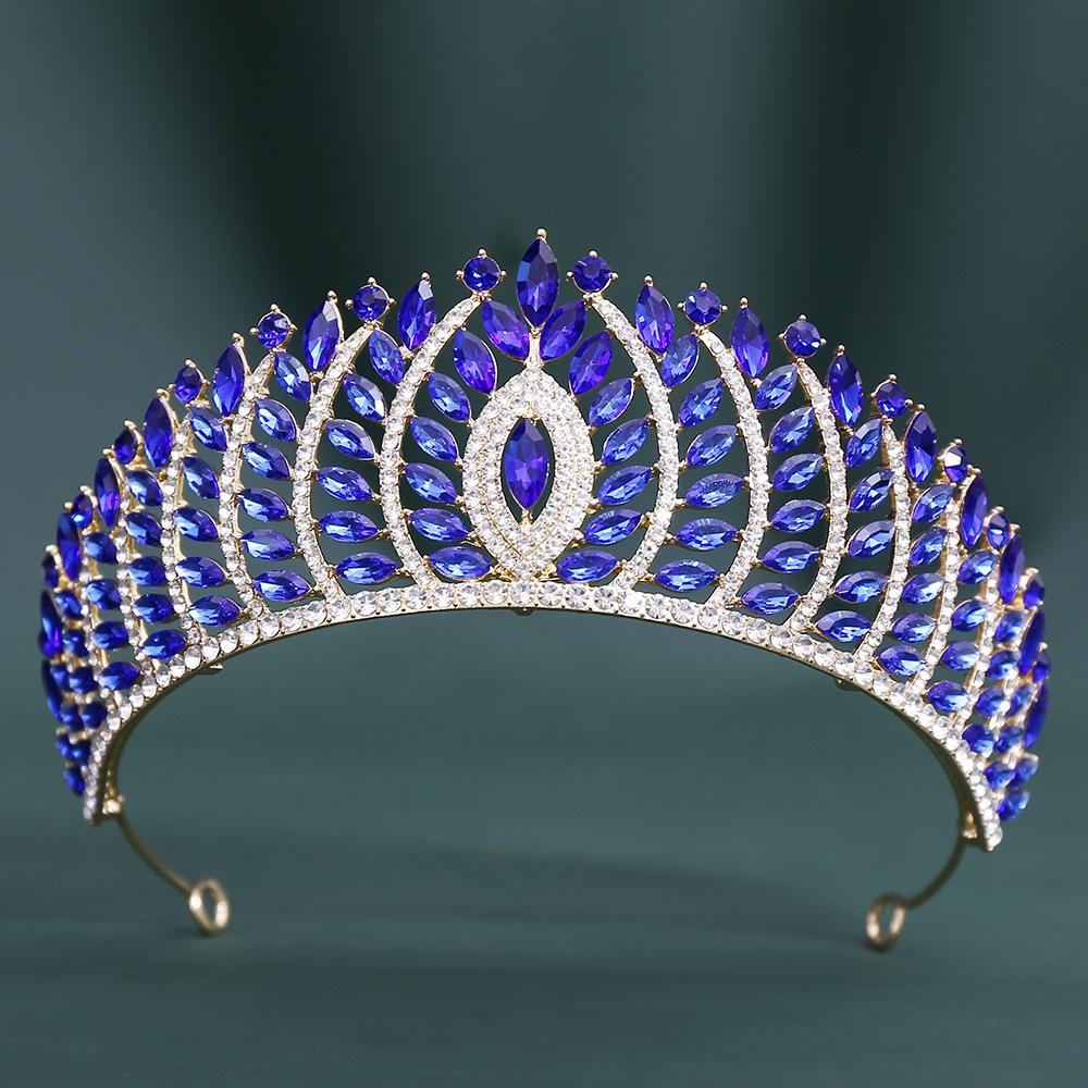 

DIEZI Baroque Luxury 7 Colors Rhinestone Crystal Tiara For Women Wedding Party Elegant Bridal Bride Crown Hair Accessories