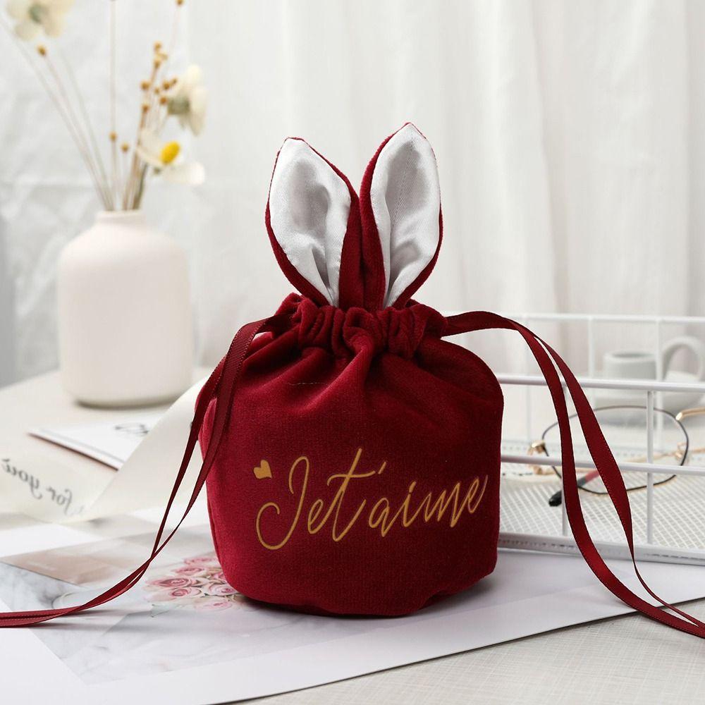 Osterhasen Kordelzugtaschen Samt Schmuckorganisator Neue Hochzeits-Süßigkeitentaschen Geburtstagsparty