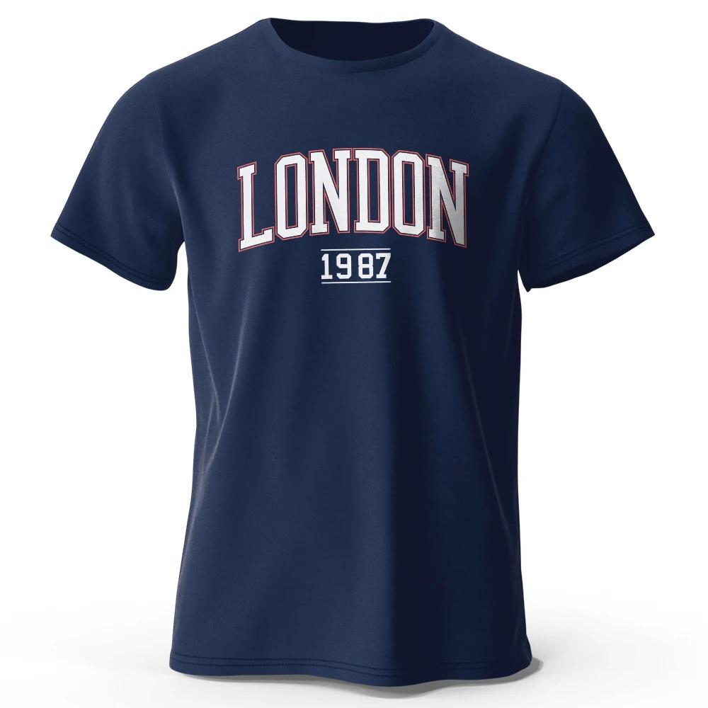 Mens London 1987 Vintage Tshirt Sport 100 Cotton Print Oversized Tees for Men Women Sportswear Tops