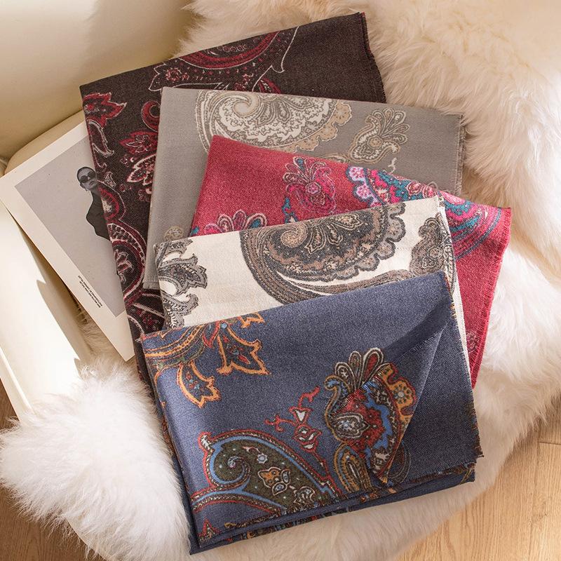 Imitation Cashmere Scarf New Autumn and Winter Fashion Printed Shawl Scarf Women's Medium Length Thickened Warm Scarf