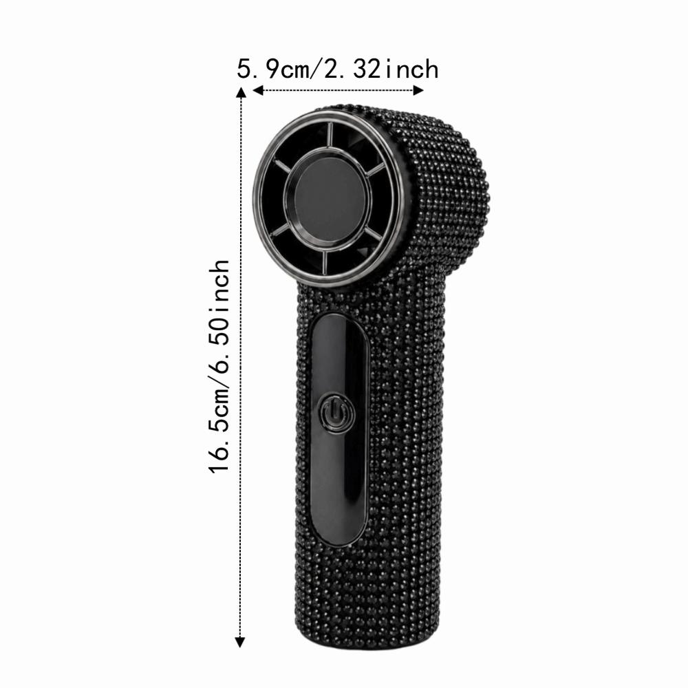 Sparkling Mini Cooling Fan Long-Lasting Portable Hand Fan Rhinestone Handheld Fan Travel Use