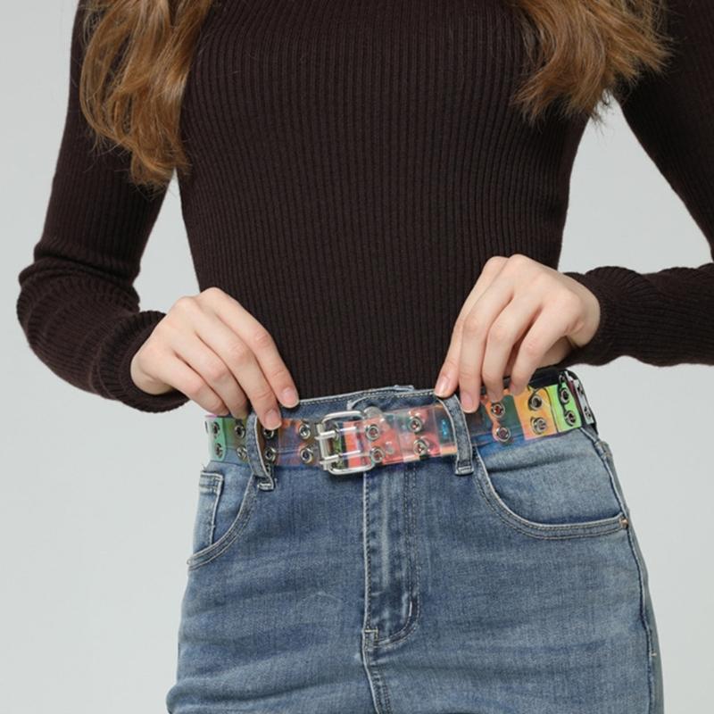 Eye Catching Waist Belt with Double Pin Buckle for Adult Clear Waist Belts for Women Coat Dress Adjustable Length