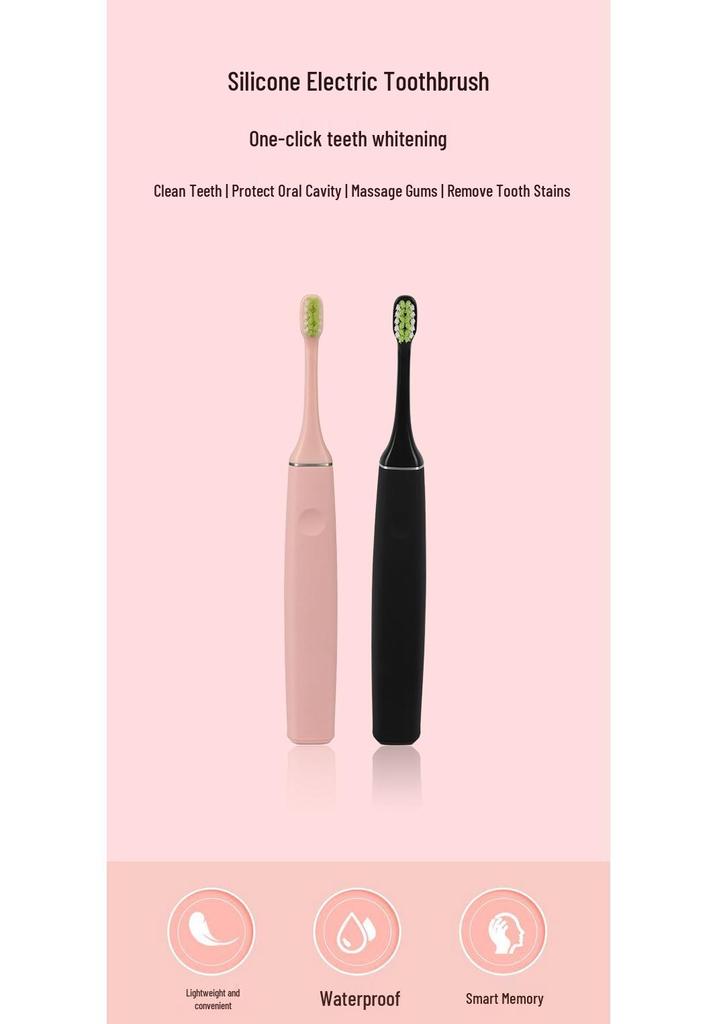Rechargeable Ultrasonic Electric Toothbrush with Silicone Soft Bristles for Gum Protection - Adult Model