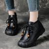 Stiefeletten für Damen Rindsleder 2026 Herbst und Winter Neu Dicksohlige Leder-Kurzstiefel Damen Retro Samt Damenstiefel