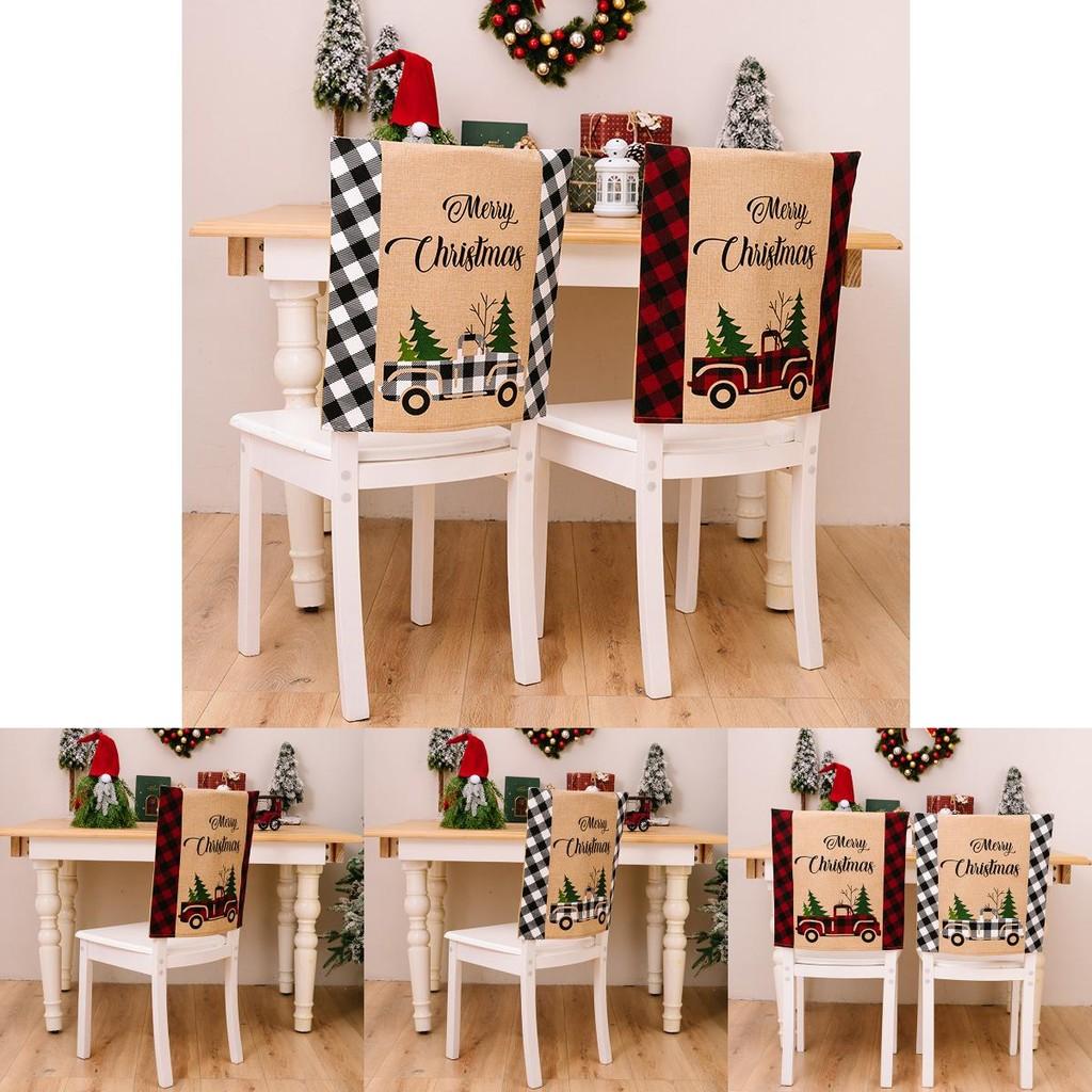 Chair Festive Christmas Covers In Red And Black Plaid For Holiday Home Decor