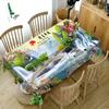 Chinese Style Tablecloth Waterfall And High Mountains Landscape Pattern Washable Thicken Rectangular Table Cloth For Wedding
