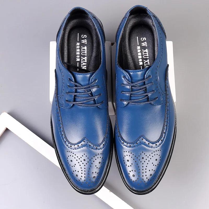 Oxford Shoes Genuine Calfskin Leather Brogue Dress Shoes Classic Business Formal Shoes Mens