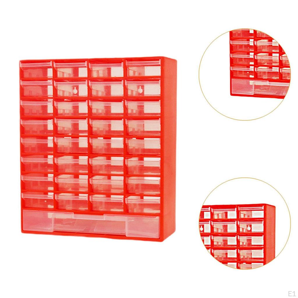 Drawer Storage Cabinet Organizer Nuts Screws Small Items Garage Organization Red