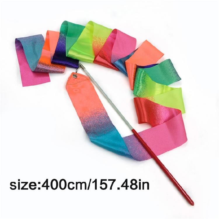 Rhythmic Dance Ribbon 157.5Inch Gymnastics Ribbon Rainbow Band for Twirling Artistic Dancing Gymnastics Kids Talent Show
