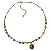 Tiger Eye Beaded Necklace - Natural Stone Clavicle Chain for Women, Titanium Steel