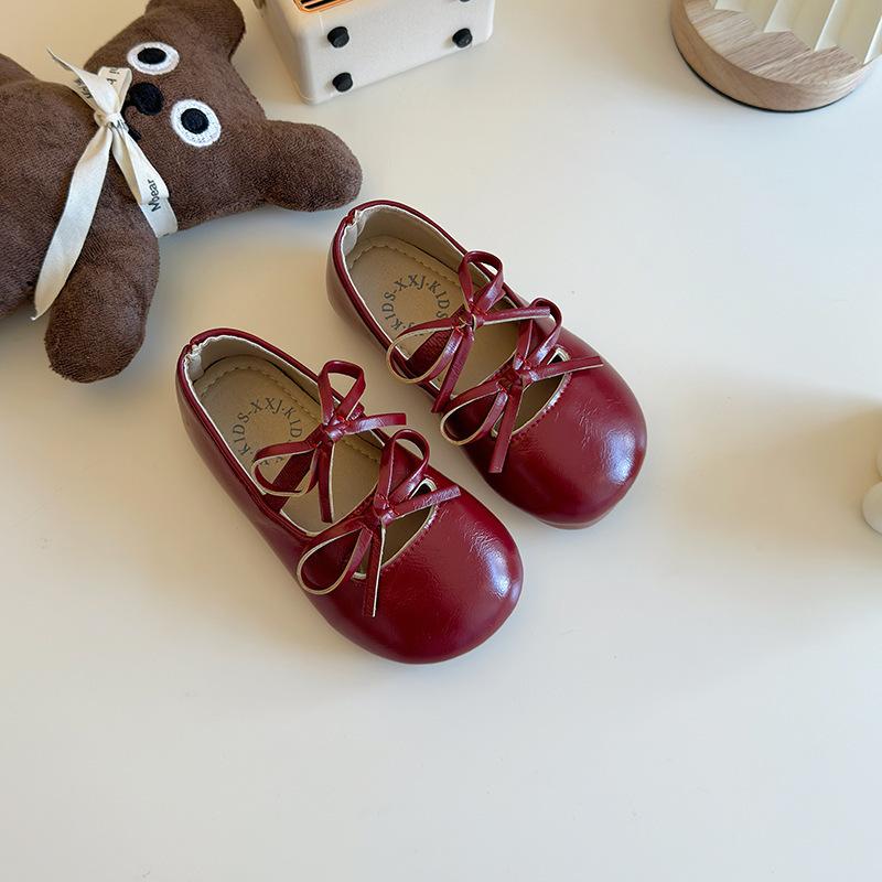 Kids Red Bow Decor Mary Jane Dress Shoes 23