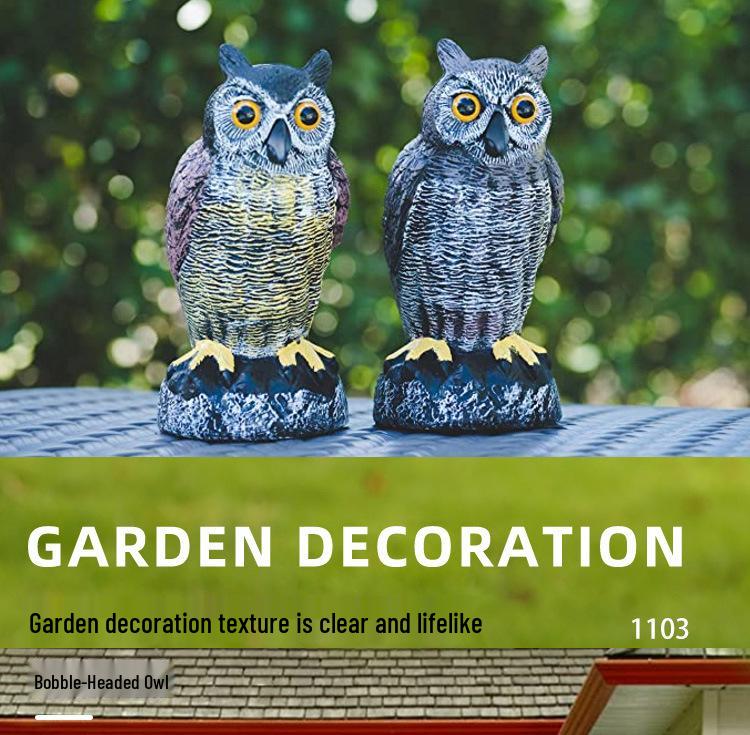Cross-Border Owl: Outdoor Bird-Scaring, Rodent-Repelling Resin Ornament with Head Movement