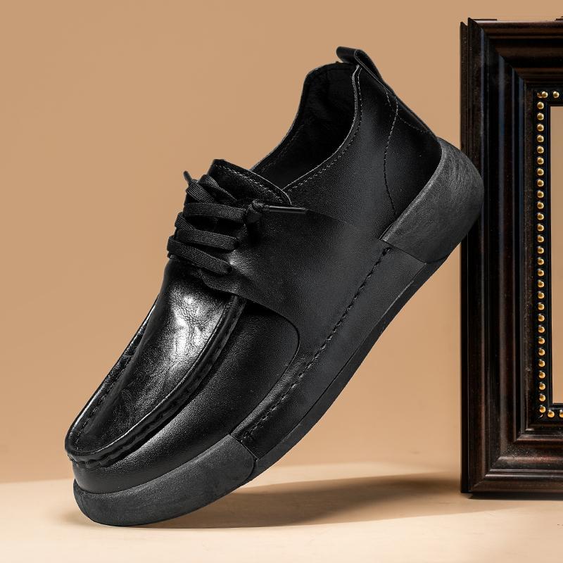 Formal Men's Shoes Genuine Leather Spring Business and Leisure Leather Shoes New Trend Versatile Thick Soled Shoes for Men