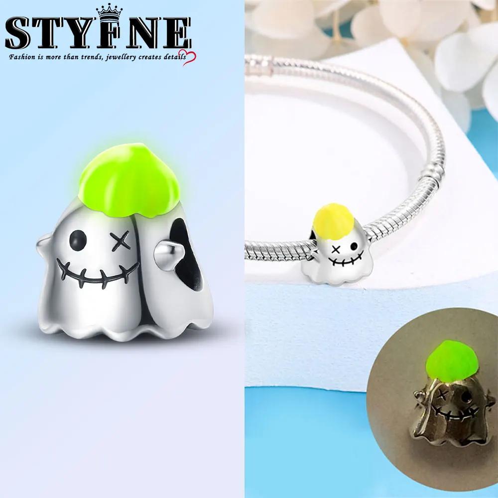 

copper Halloween Luminous Pumpkin Charm Pendant Bead Charms Compatible With Authentic Bracelets for Women Valentine Day Jewellery Gifts