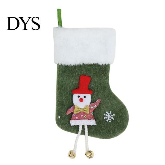 Kids Candy Gift Holders Plush Christmas Stocking Pendant with Santa Claus/Snowman/Elk Designs, Fabric Hanging Winter Holiday Party Scene Props