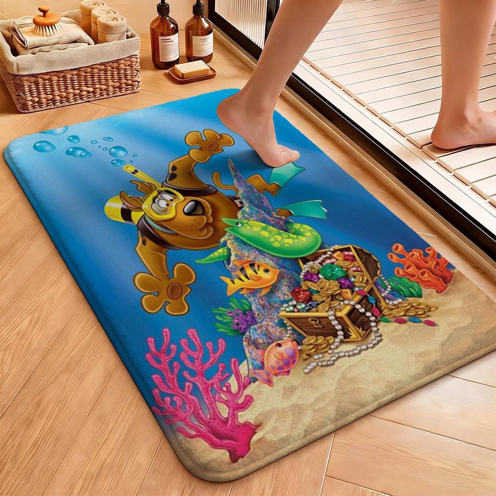 Scoobydoo Spooky Night Adventure Patterned Rug Soundproof Noisereducing Carpet For Bathroom Kitchen Home Party Decor Christmas Gift