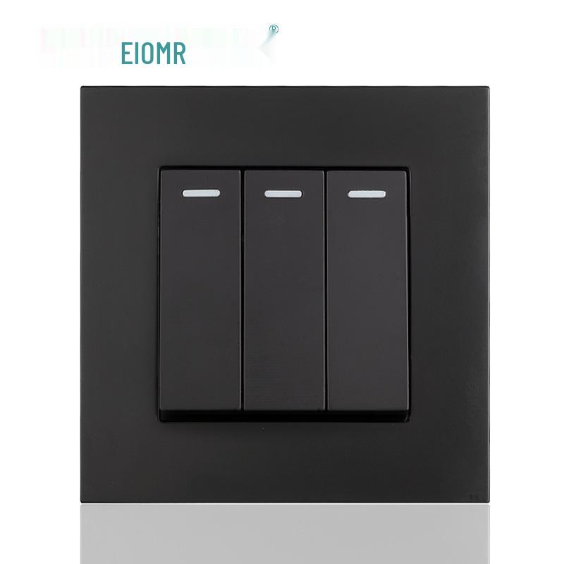 Black 16A German Standard Socket Panel with Double USB + Type C, Concealed European Installation