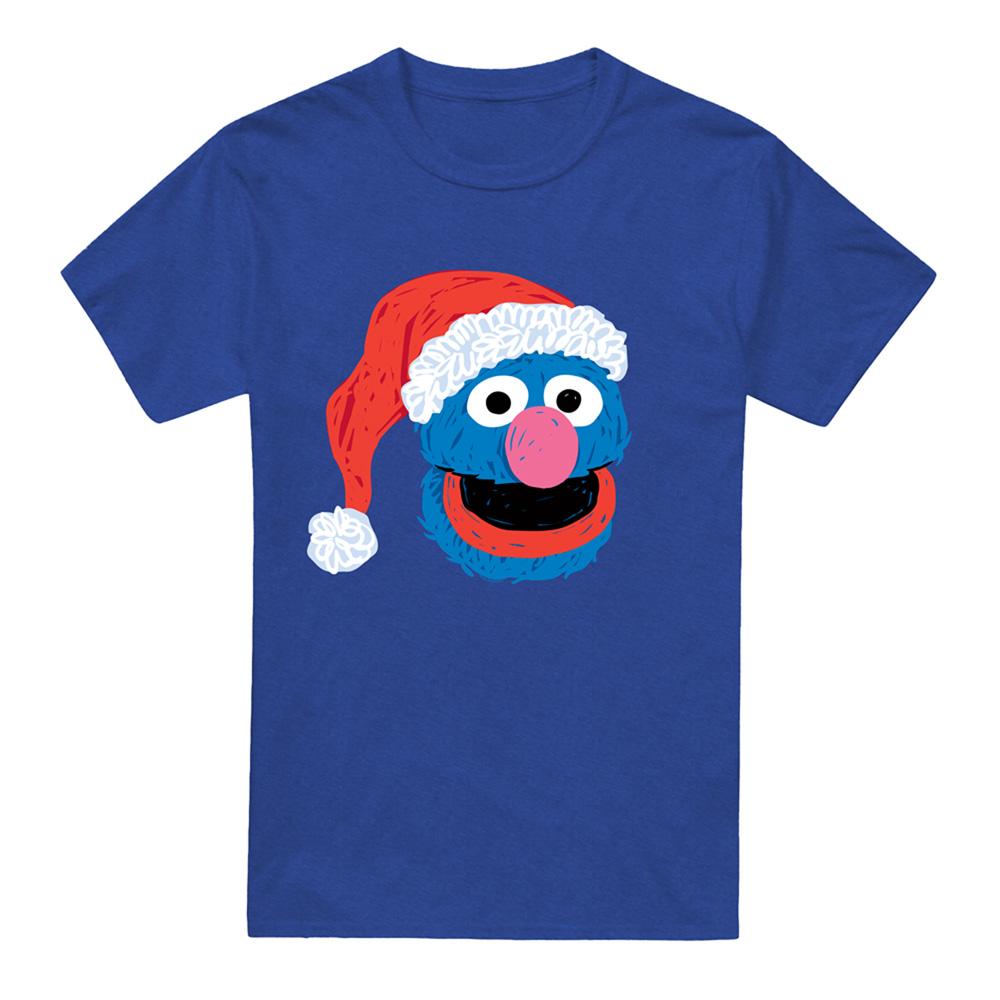 Sesame Street Unisex Adult Grover Scribble Heather Christmas T-Shirt