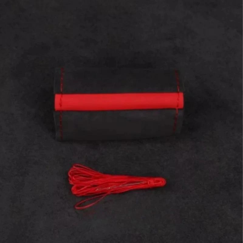 NEW Car Steering Wheel Cover Soft Wear-Resistant Comfortable Wear Resistant Universal Hand Sewing Black Suede Leather Braiding