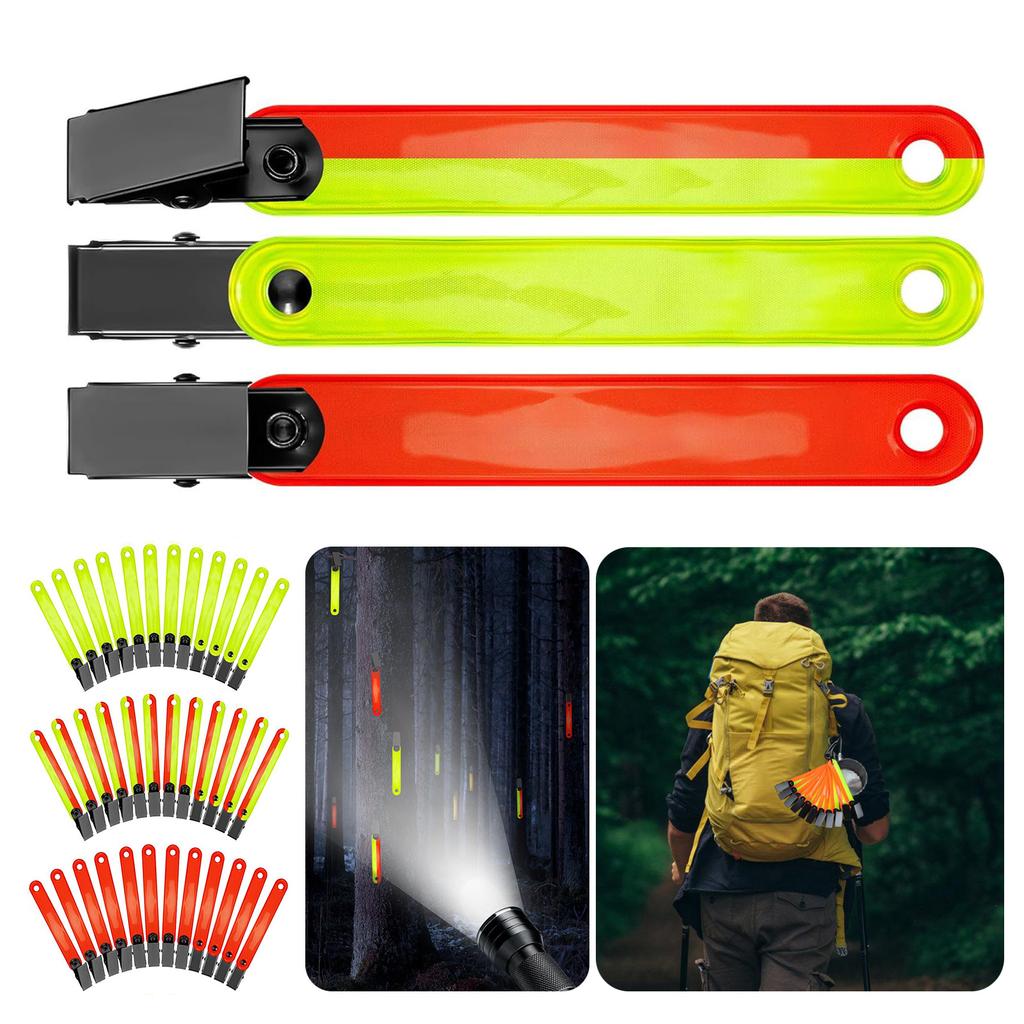12Pcs/pack Reflective Trail Markers High Visibility Trail Markers Reflective Trail Marker Clip for Tree Stand Hunting
