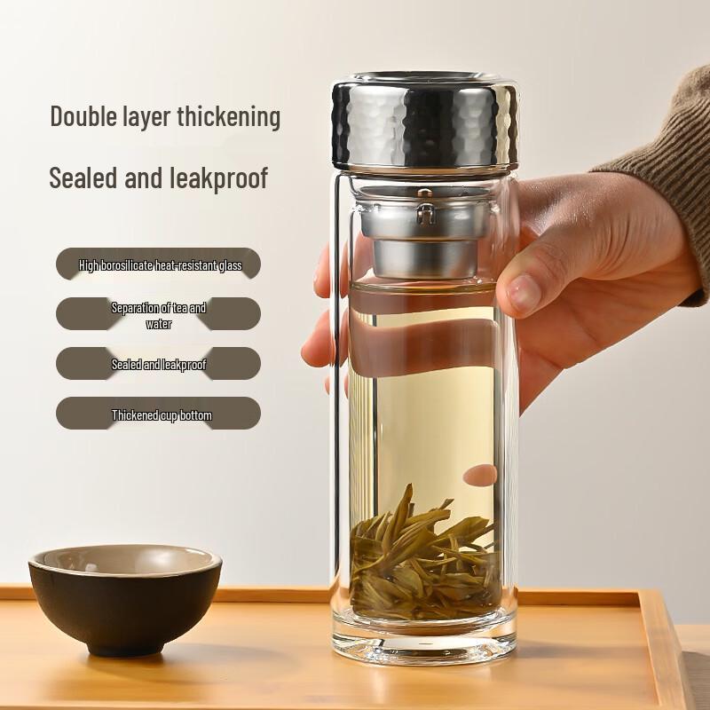 

Portable Double Wall Glass Tea Infuser Bottle