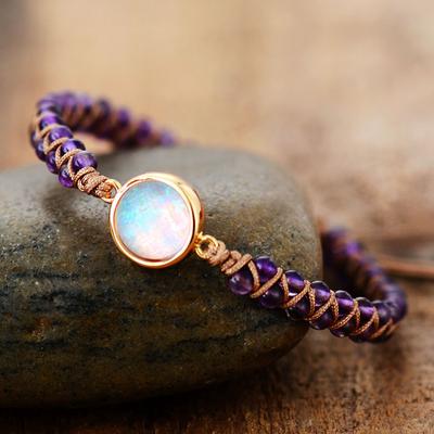 Amethyst Opal Double-Layer Braided Bohemian Bracelet