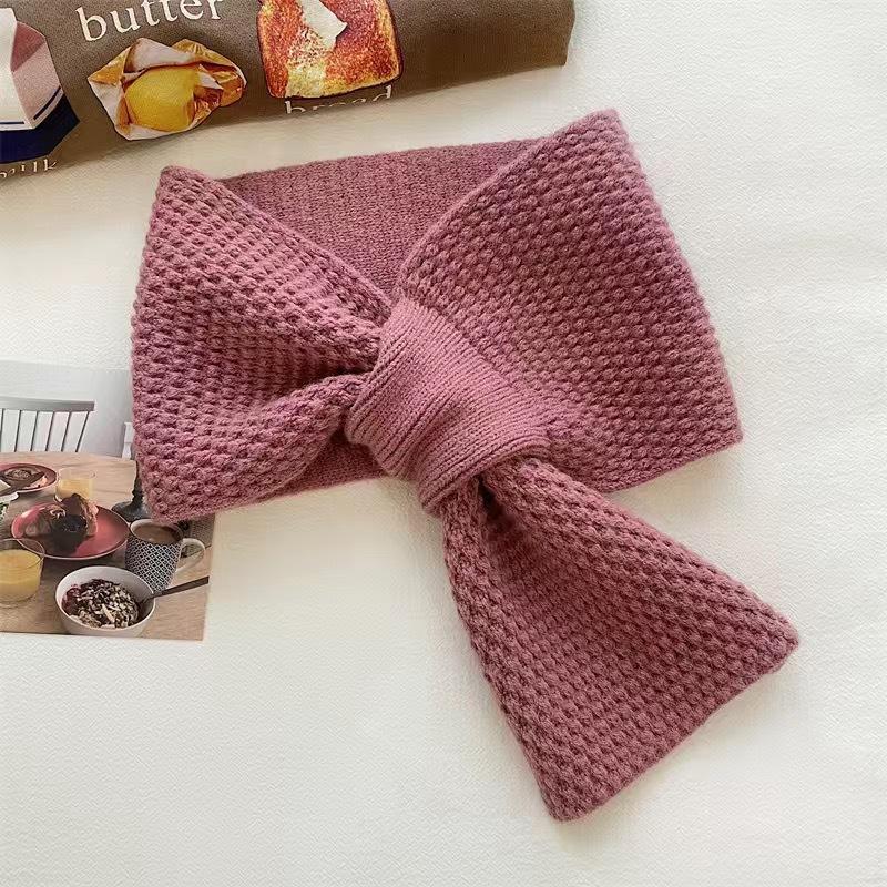 New Style Lazy Small Scarf Cross Scarf for Women Knitted Korean Version Versatile Warm Solid Color Autumn and Winter Small Scarf