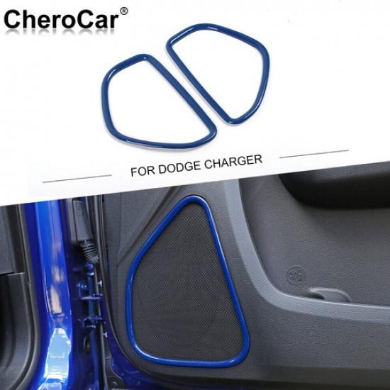 2x Rear Door Speaker Decor Trim Cover For Dodge Charger 2011+ Accessories Blue