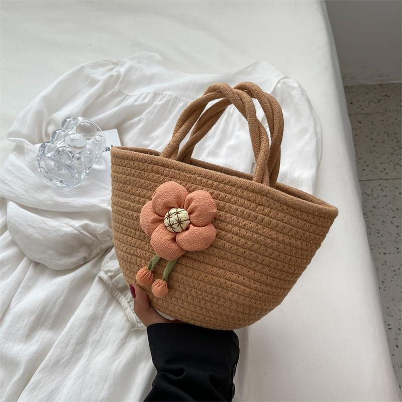 Wholesale bag new summer hand-held women's bag design casual woven bag cotton rope