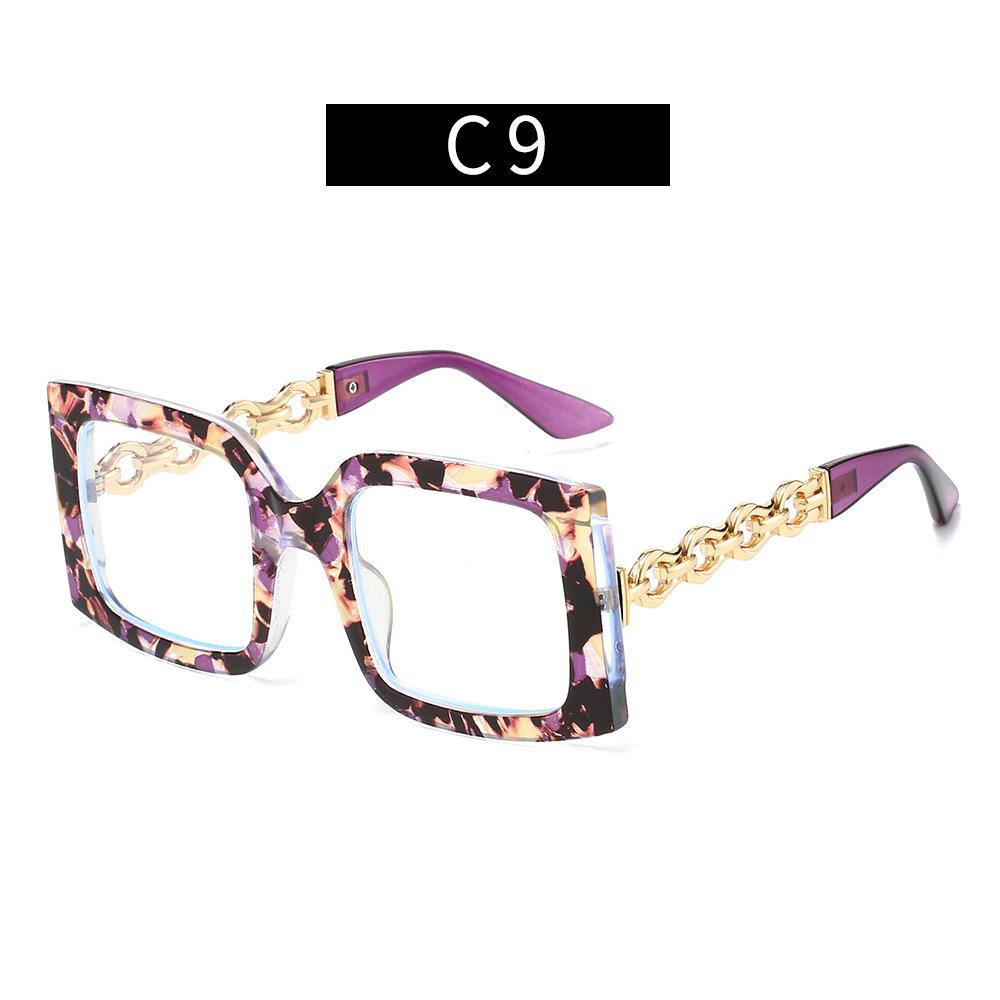 Women's Large Frame Square Sunglasses with Chain Temples