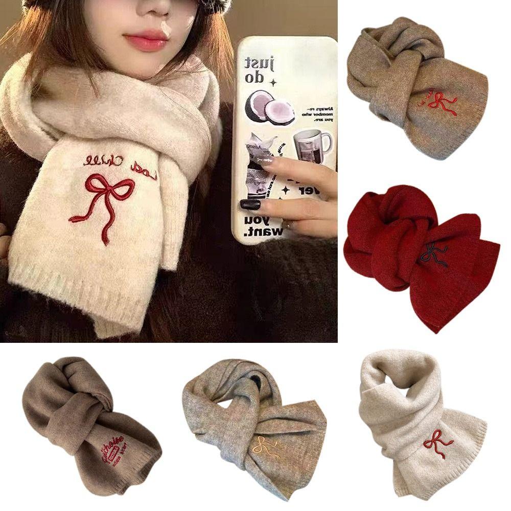 Thicken Women Scarf Solid Color Knitted Scarf Soft Neck Warmer  Autumn Winter