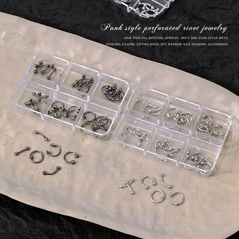 20/30/60 Stück Legierung Retro Kreis Nägel Kunst Charms 3D Punk Stil Schwarz Weiß Nagelteile Nageldekoration Maniküre Zubehör