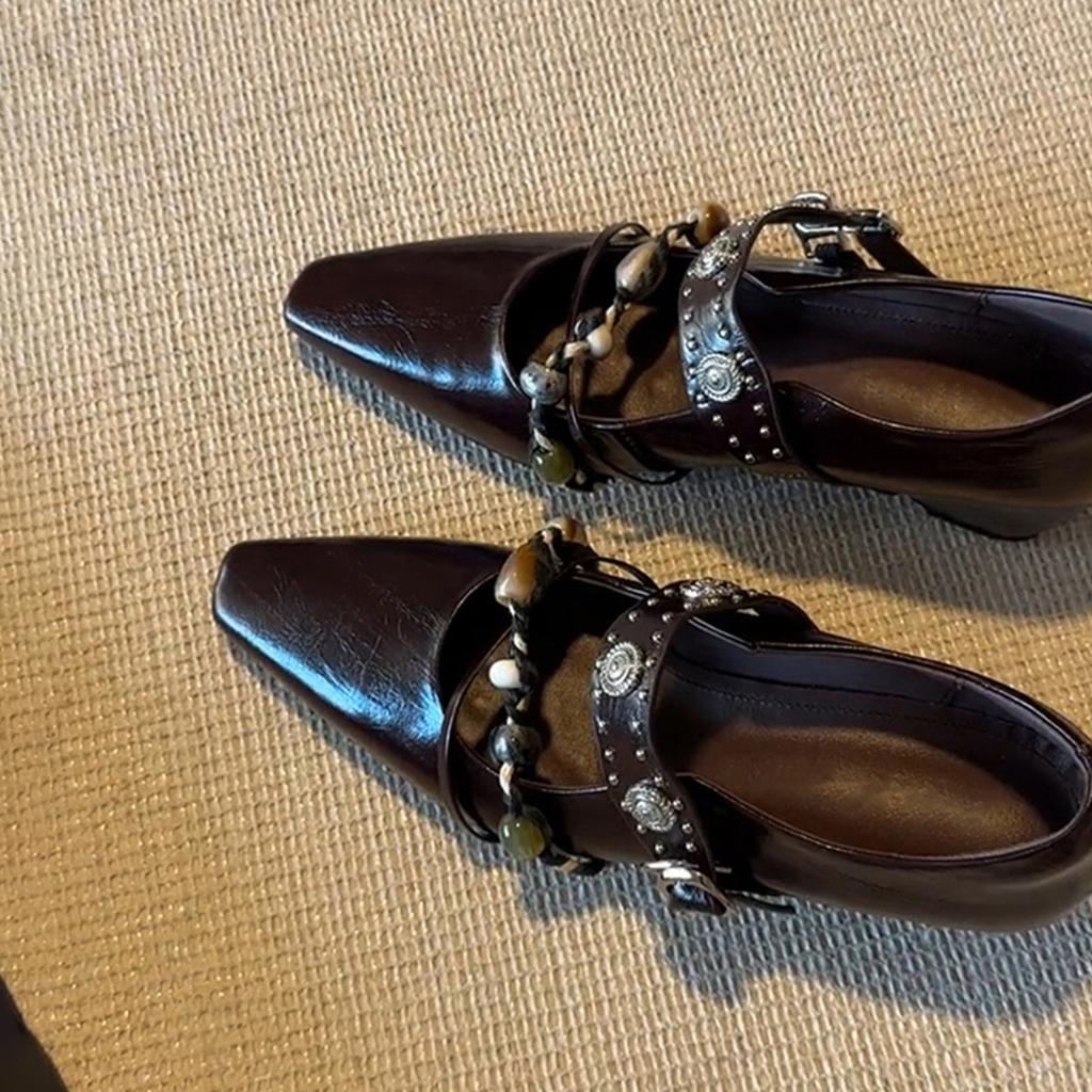 Fashion niche style inner height increase design Mary Jane shoes square head with single shoes