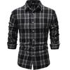 Mens Button Down Shirts Regular Fit Long Sleeve Casual Plaid Shirt