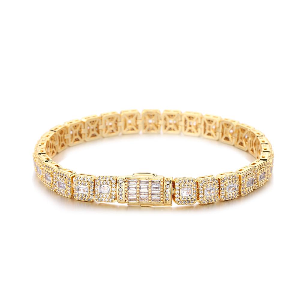 Hip Hop Jewelry 1mm Flip Buckle Rock Sugar Chain T Square Mixed Zircon Creative Versatile Trend Jewelry Accessories