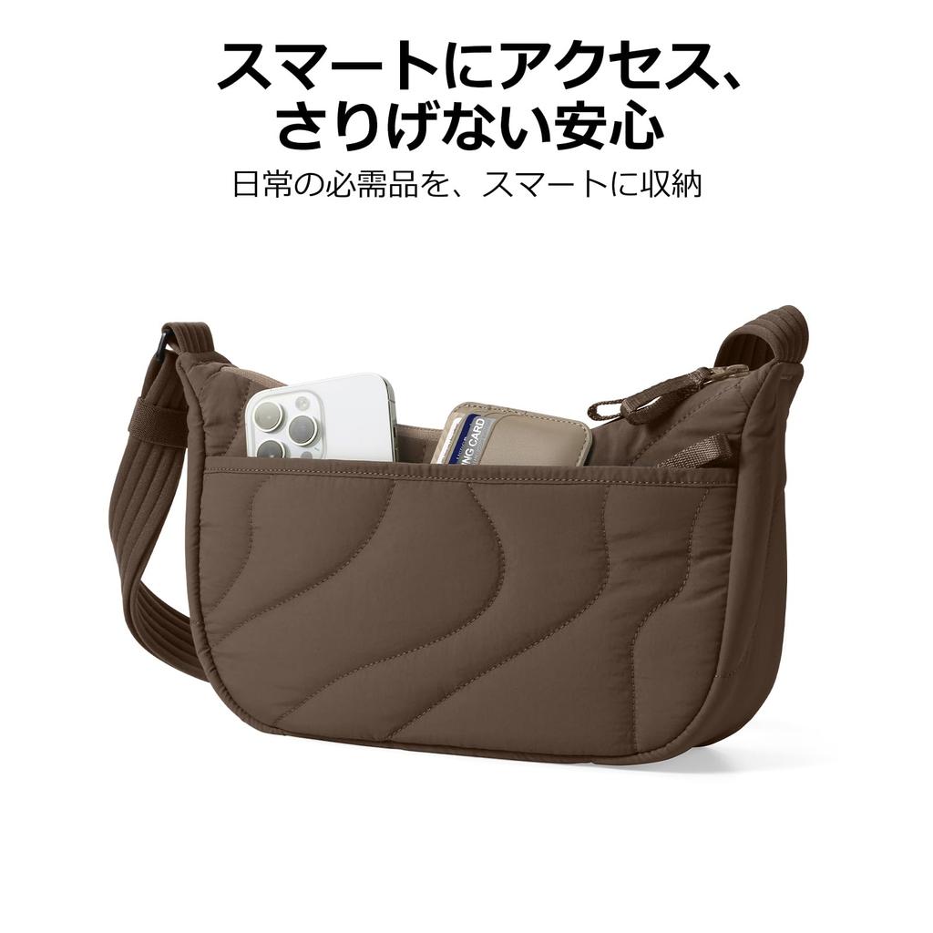 tomtoc Mini Shoulder Quilted Crescent Round Shoulder Smartphone and Wallet Crossbody Hobo Perfect for and Travel Women's Bag, Lightweight, Small, 3.5L