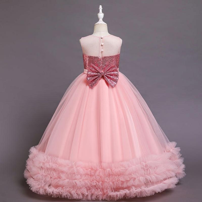 Baby Girls Flower Princess Lace Ball Gown Party Long Dress For Brithday Wedding Teenager Kids Christmas Dresses Children Clothes