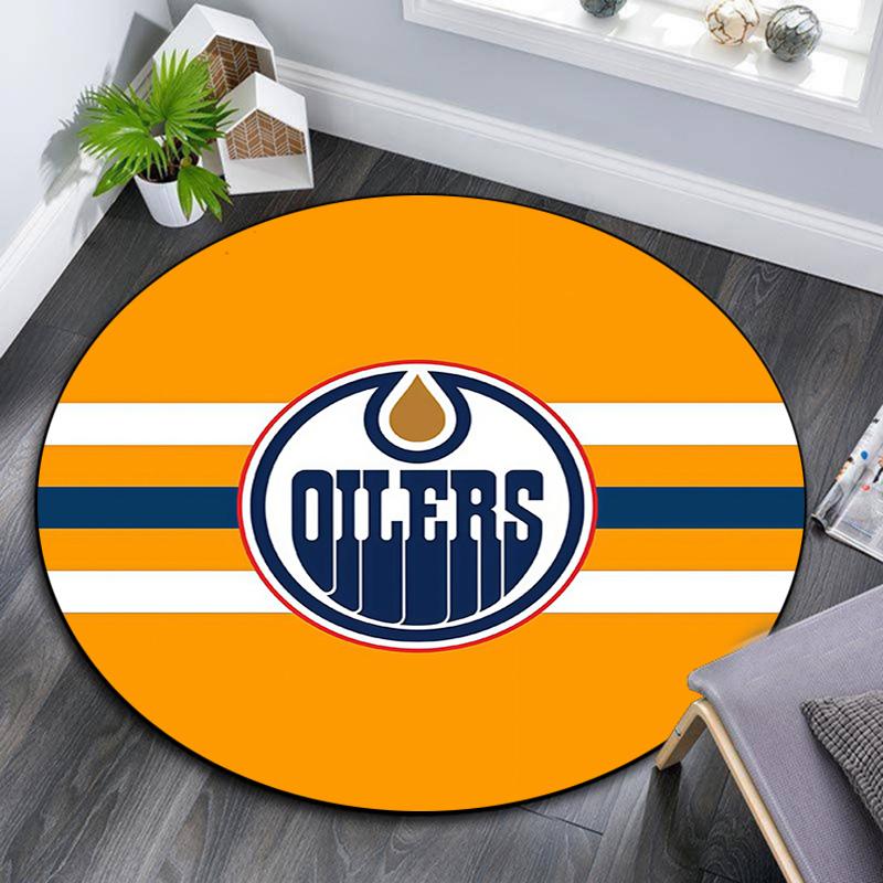 Edmonton Oilers2 Round Area Rug,Carpet Rug for Living Room Bedroom Sofa Playroom Decor,Non-slip Floor Mat