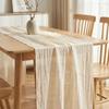 Vintage Table Runners Pleated Fabric Wedding Decoration Cheesecloth Table Setting  Dinning Decor