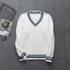 Uniforme Escolar Coreano Suéter Colete de Manga Longa Moda Gola V Estilo Britânico Pulôver Menina Menino Suéter Colete Branco Top