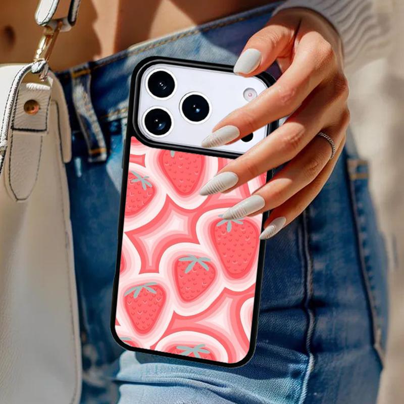 Strawberry Art Tropic Phone Case For iPhone 17 Air 14 15 13 12 Max Cover For Apple 16e 11 Pro Max Plus Coque