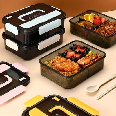 Boîte à déjeuner Bento simple à 3 compartiments, étanche, avec couverts, récipient alimentaire micro-ondable pour étudiants, bureau, pique-nique, camping
