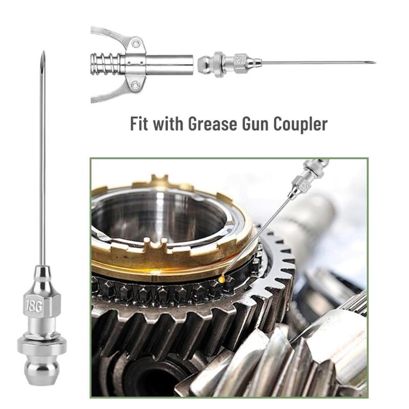 Grease Guns Needle Nozzle Couplers Adapter Lubrication Tool with Double Handle for Hard To Reach Fittings Repair Shops