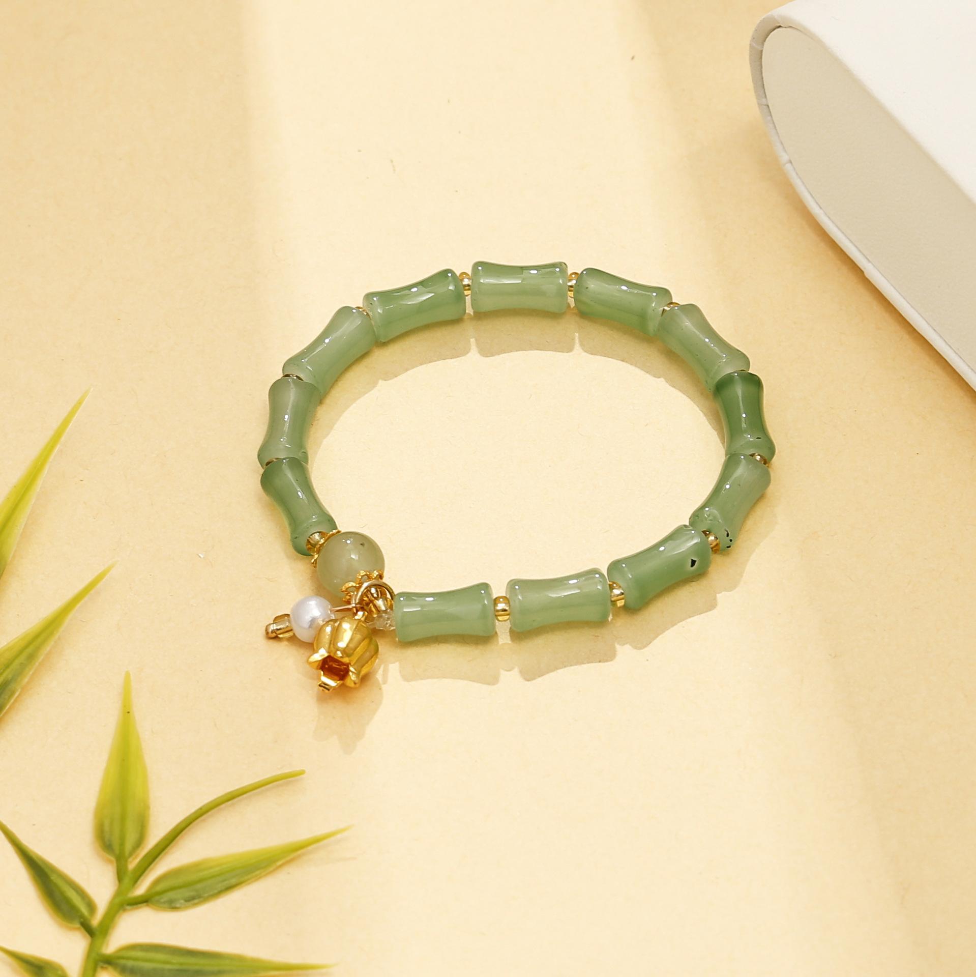 

Летний браслет из стеклянных бусин, милый, универсальный, с цветком, бамбуковый браслет, простой студенческий браслет, ювелирное изделие