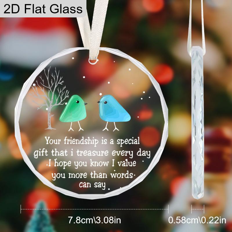 Friendship Transparent Glass Pendant, Best Friendship Souvenir, Ornament Gift for Besties, Navidad Keepsake, Holiday Party Decor, Friendship Gift