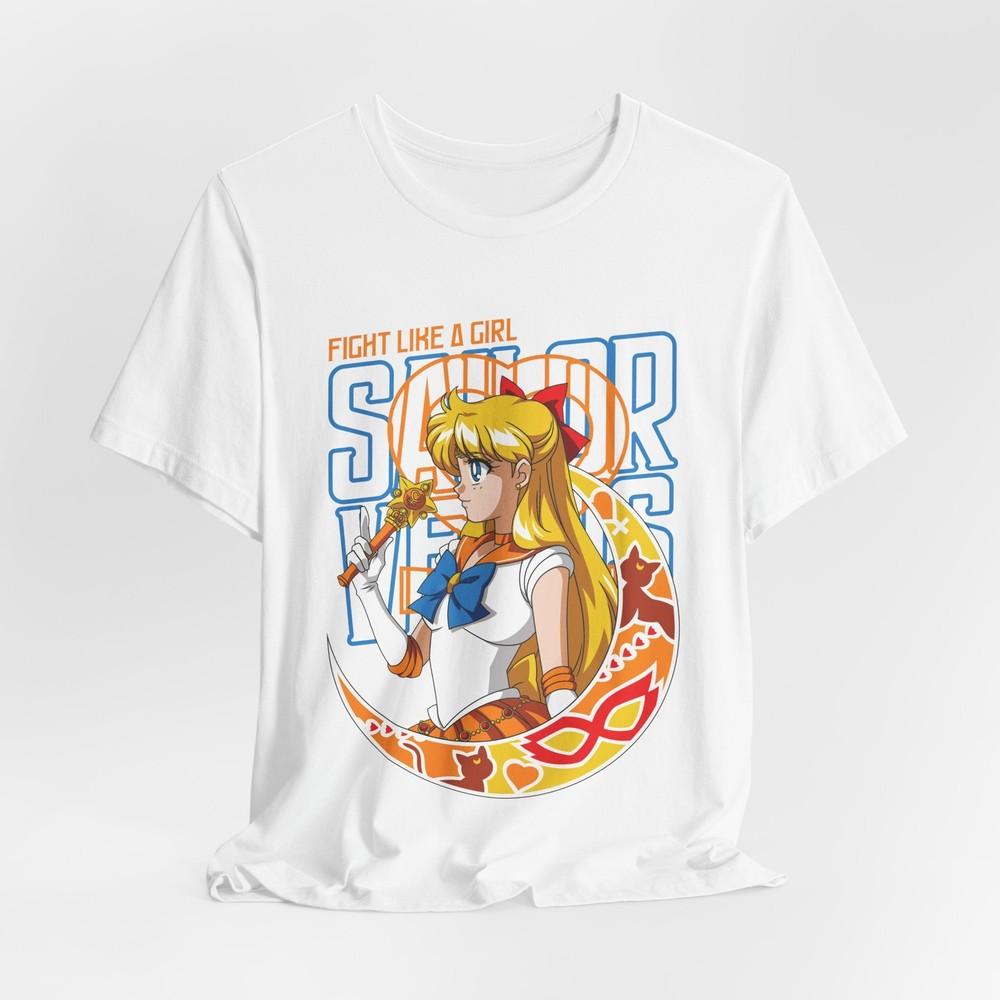 Sailor Venus Fight Like a Girl Tee Anime Moon Crescent Shirt S