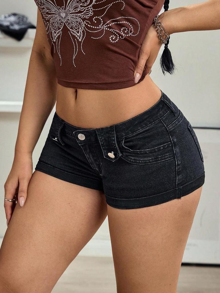2026 Summer European & American Slim Fit Distressed Retro Denim Shorts for Women