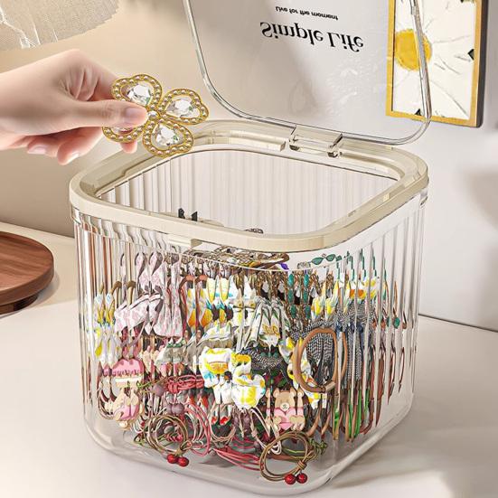 Storage Box with Press To Open Lid Design Anti-Dust Durable Plastic Large Capacity Organizer for Hair Accessories